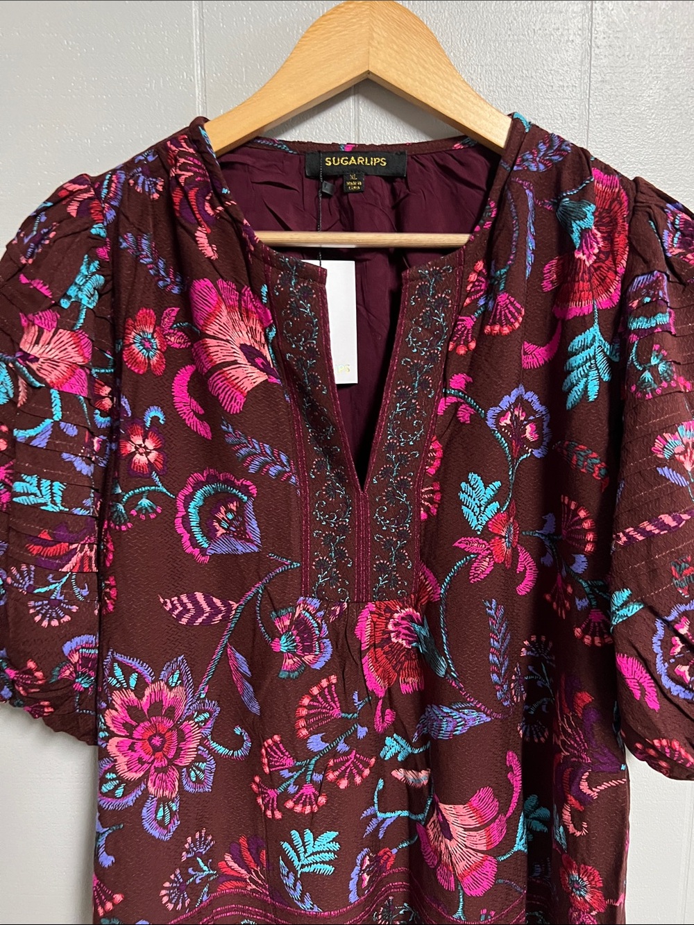 NWT Sugarslips Floral Blouse Shirt Top XL - Picture 3 of 14